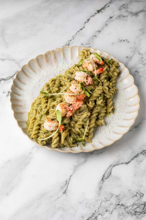 Fusilli Pesto Gambas 
